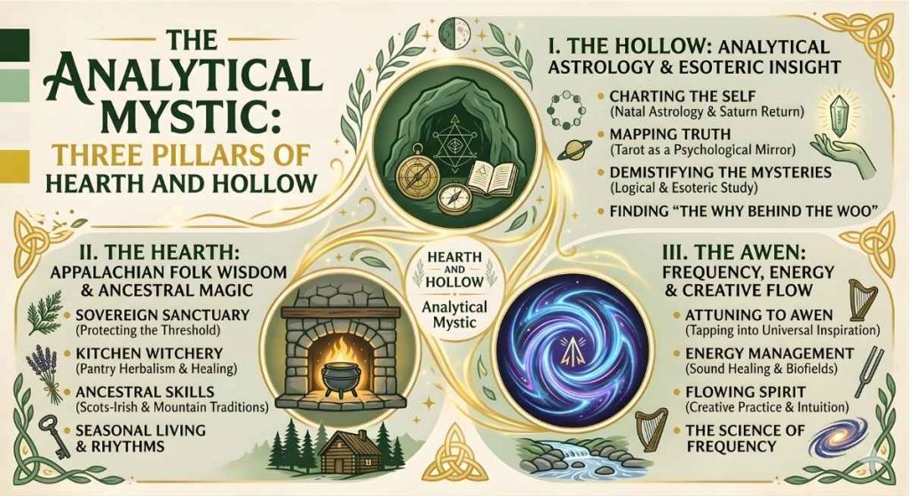 Graphic of Hearth and Hollow pillars